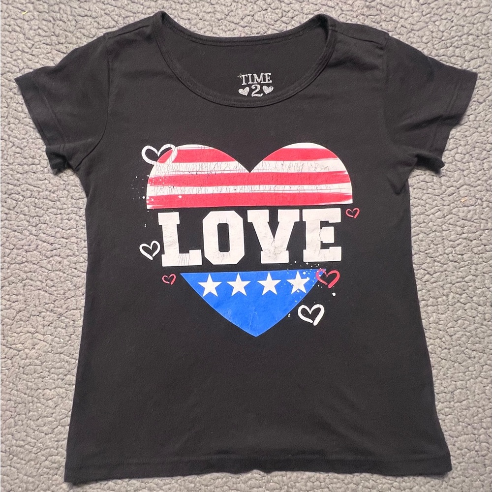 Time 2 Shine Black And Red T Shirt Little Girls Size 7-8 Small